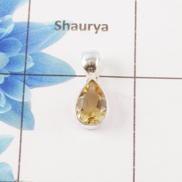 Citrine Cut Stone Pendant – 925 Sterling Silver Minimal Elegant Pendant
