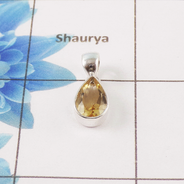 Citrine Cut Stone Pendant – 925 Sterling Silver Minimal Elegant Pendant