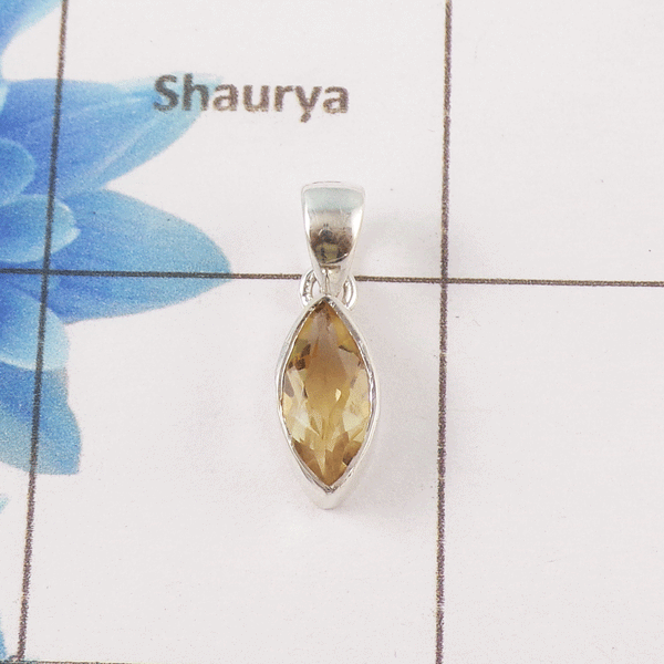 Citrine Cut Stone Pendant – 925 Sterling Silver Minimal Elegant Pendant