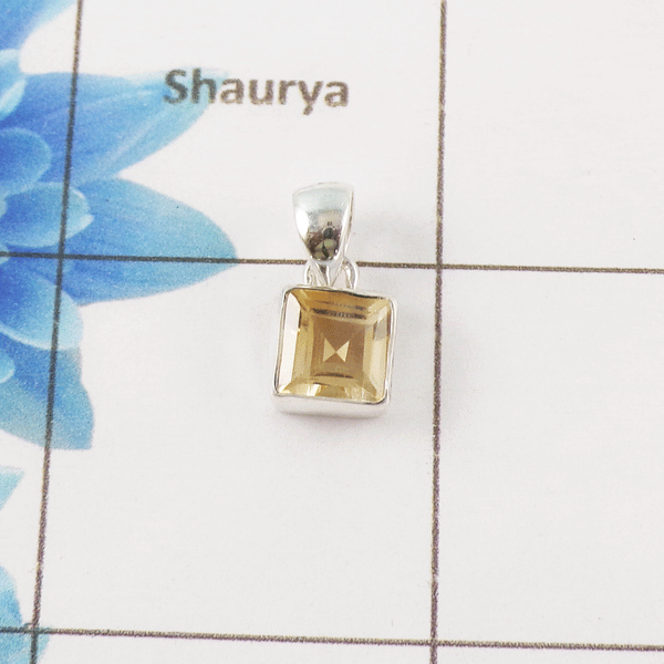Citrine Cut Stone Pendant – 925 Sterling Silver Minimal Elegant Pendant