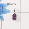 Amethyst Cut Stone Pendant – 925 Sterling Silver Minimal Elegant Pendant