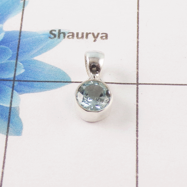 Blue Topaz Cut Stone Pendant – 925 Sterling Silver Minimal Elegant Pendant