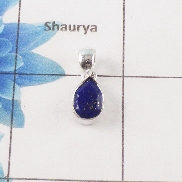 Lapis Lazuli Cut Stone Pendant – 925 Sterling Silver Simple Everyday Pendant