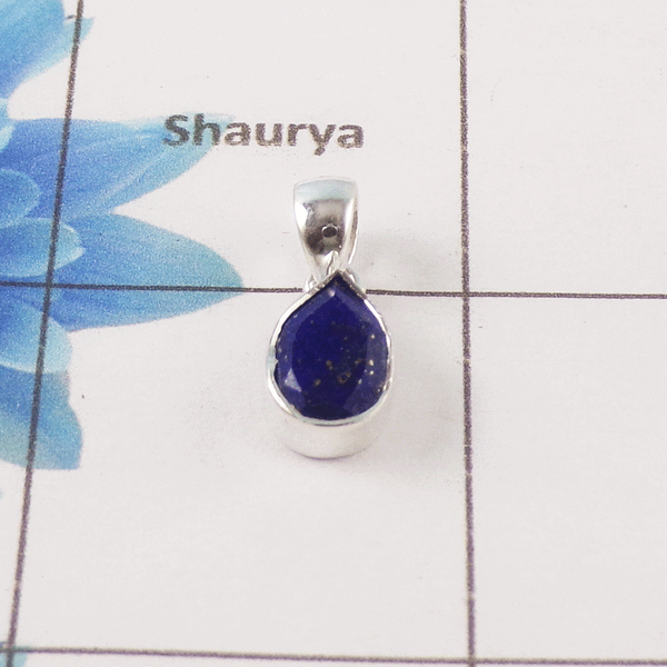 Lapis Lazuli Cut Stone Pendant – 925 Sterling Silver Simple Everyday Pendant