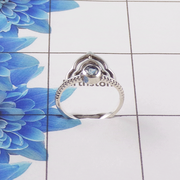 Natural Cut Stone Ring – 925 Sterling Silver Round Cut Elegant Ring