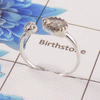 Natural Cut Stone Open Ring – 925 Sterling Silver Dual Stone Adjustable Ring