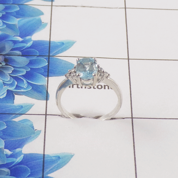 Natural Cut Stone Ring – 925 Sterling Silver Single Stone Minimal Ring