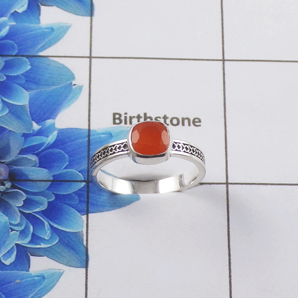 Natural Cut Stone Ring – 925 Sterling Silver Square Cut Stylish Ring