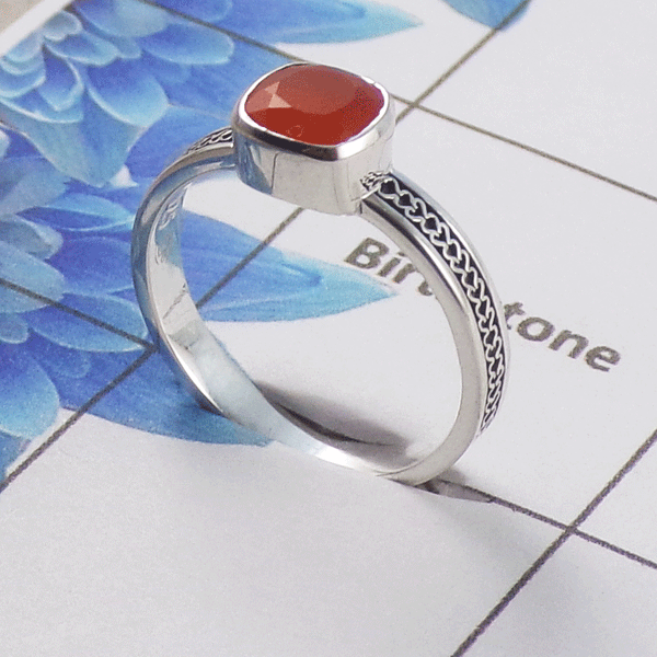 Natural Cut Stone Ring – 925 Sterling Silver Square Cut Stylish Ring