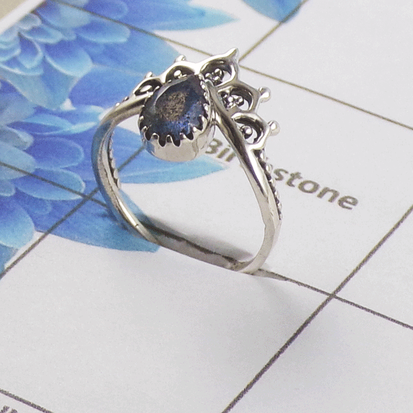 Natural Gemstone Crown Ring – 925 Sterling Silver Dainty Vintage Style Ring