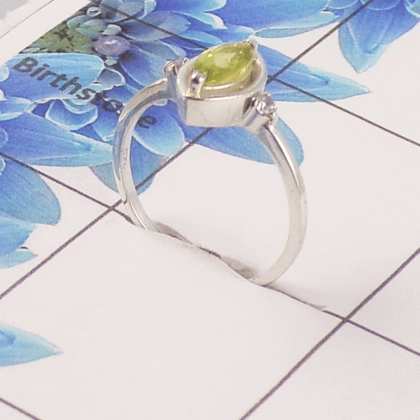 Natural Multi Gemstone Marquise Ring – 925 Sterling Silver 3 Stone Dainty Ring