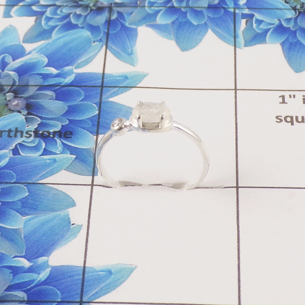 Natural Cut Stone Ring – 925 Sterling Silver Oval Cut Dainty Ring