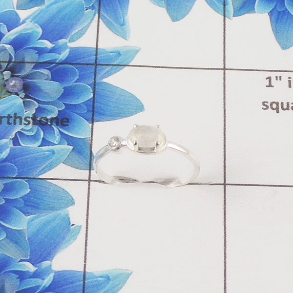 Natural Cut Stone Ring – 925 Sterling Silver Oval Cut Dainty Ring