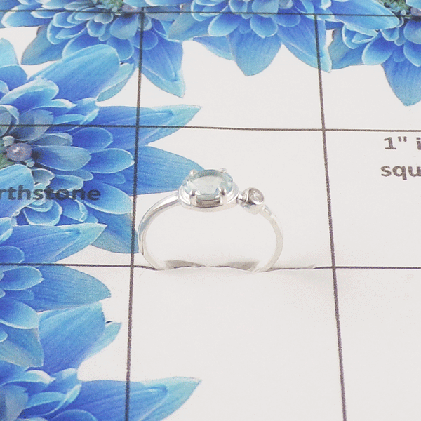Natural Cut Stone Ring – 925 Sterling Silver Oval Cut Dainty Ring