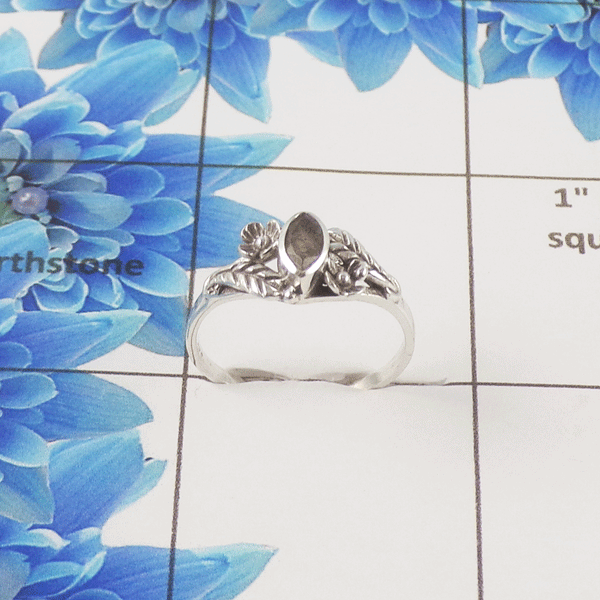 Natural Cut Stone Ring – 925 Sterling Silver Marquise Cut Elegant Ring