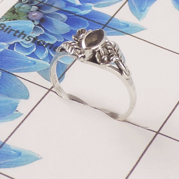 Natural Cut Stone Ring – 925 Sterling Silver Marquise Cut Elegant Ring