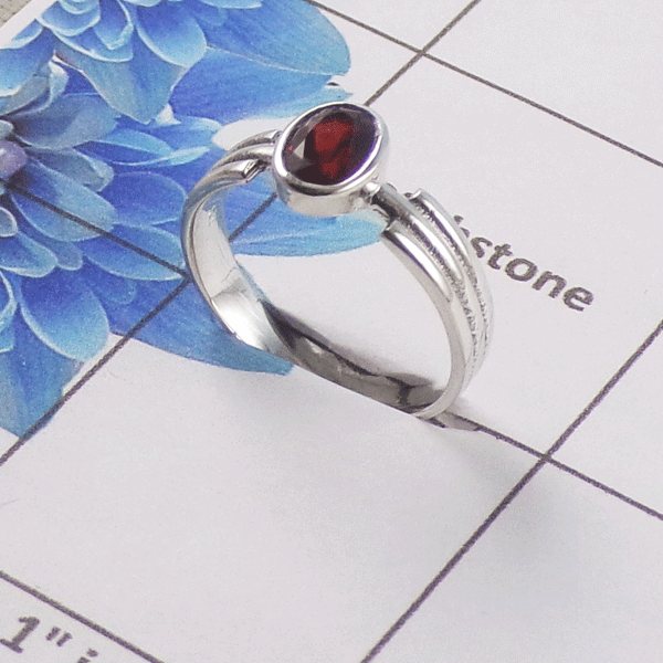 Natural Gemstone Ring – 925 Sterling Silver Minimalist Solitaire Ring