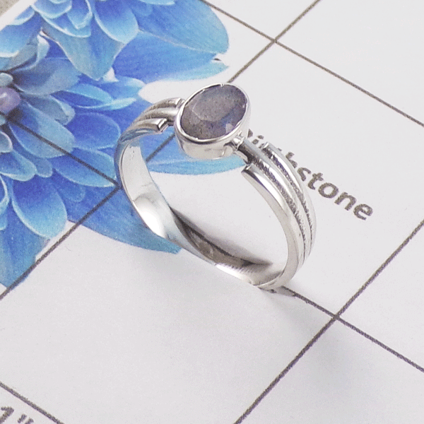 Natural Gemstone Ring – 925 Sterling Silver Minimalist Solitaire Ring