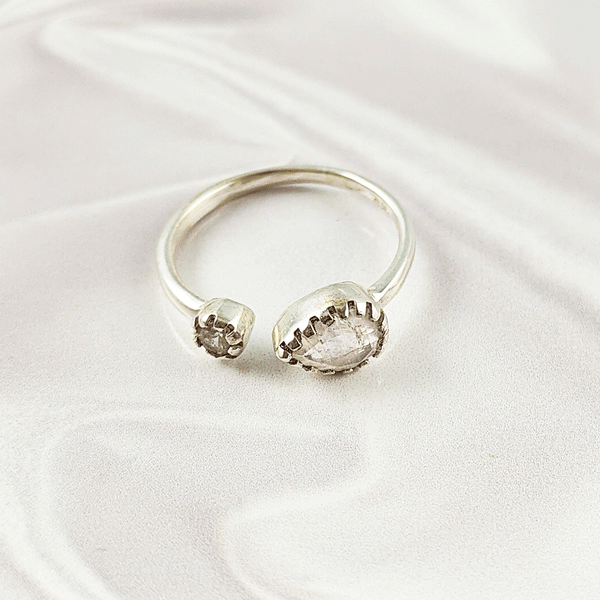 Multi Gemstone Ring in Solid 925 Sterling Silver, Colorful Stone Refined Style Ring, Lightweight Jewelry, A6DP27