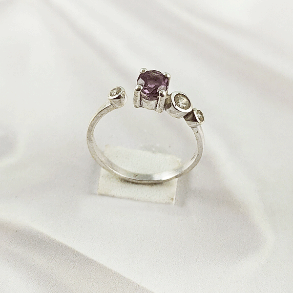 Multi Gemstone Adjustable Ring in Solid 925 Sterling Silver, Colorful Stone Open Style Ring, Lightweight Jewelry, A6DP32