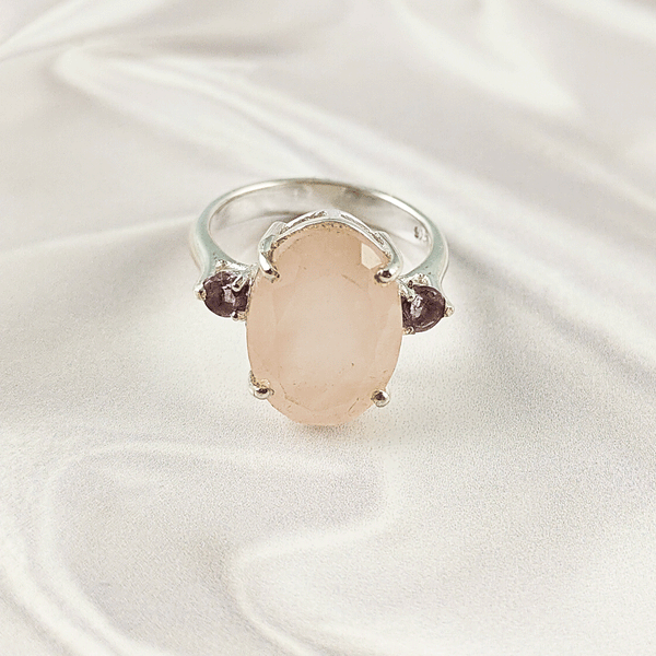 Multi Gemstone Ring in 925 Sterling Silver, Mixed Color Stone Modern Ring, Lightweight Stylish Jewelry, A6NP34