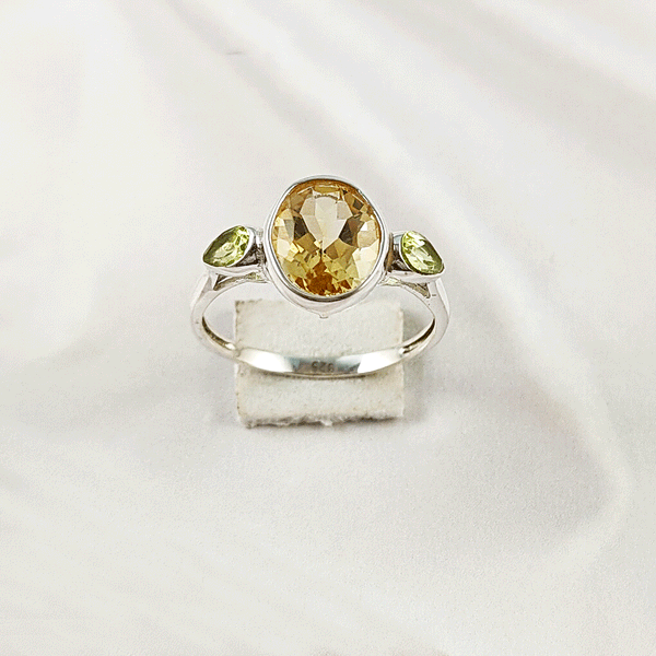 Multi Gemstone Ring in Solid 925 Sterling Silver, Colorful Stone Elegant Ring, Lightweight Stylish Jewelry, A6NP40