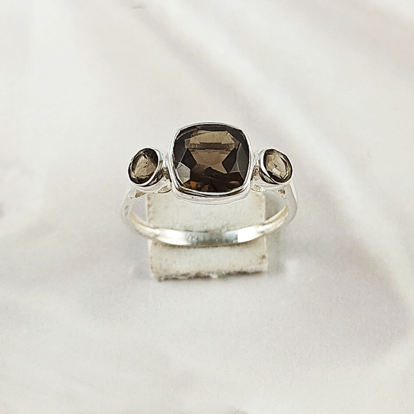 Multi Gemstone Ring in Solid 925 Sterling Silver, Vibrant Mixed Stone Ring, Lightweight Designer Jewelry, A6NP37