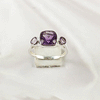Multi Gemstone Ring in Solid 925 Sterling Silver, Vibrant Mixed Stone Ring, Lightweight Designer Jewelry, A6NP37