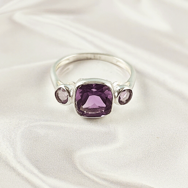 Multi Gemstone Ring in Solid 925 Sterling Silver, Vibrant Mixed Stone Ring, Lightweight Designer Jewelry, A6NP37