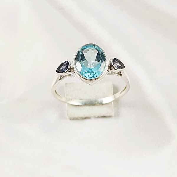 Multi Gemstone Ring in Solid 925 Sterling Silver, Colorful Stone Ring, Lightweight Designer Jewelry, A6NP38