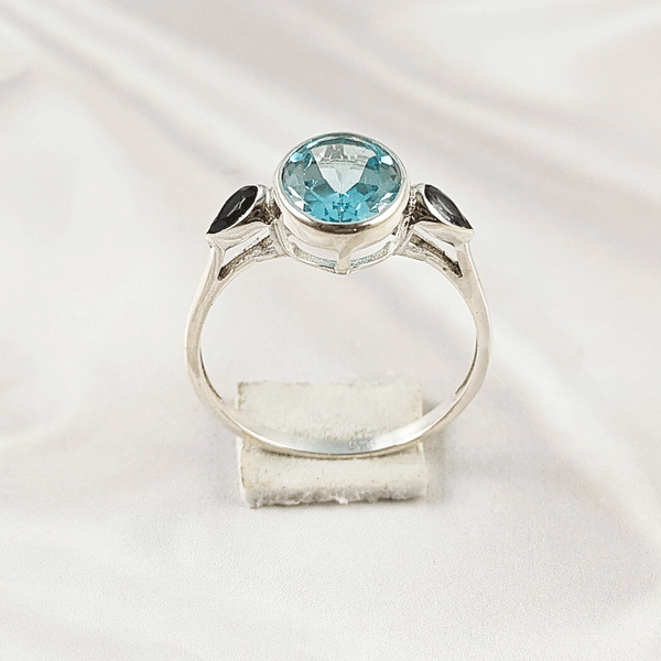 Multi Gemstone Ring in Solid 925 Sterling Silver, Colorful Stone Ring, Lightweight Designer Jewelry, A6NP38