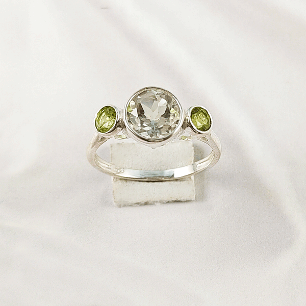 Multi Gemstone Ring in Solid 925 Sterling Silver, Mixed Stone Elegant Ring, Lightweight Contemporary Jewelry, A6NP35