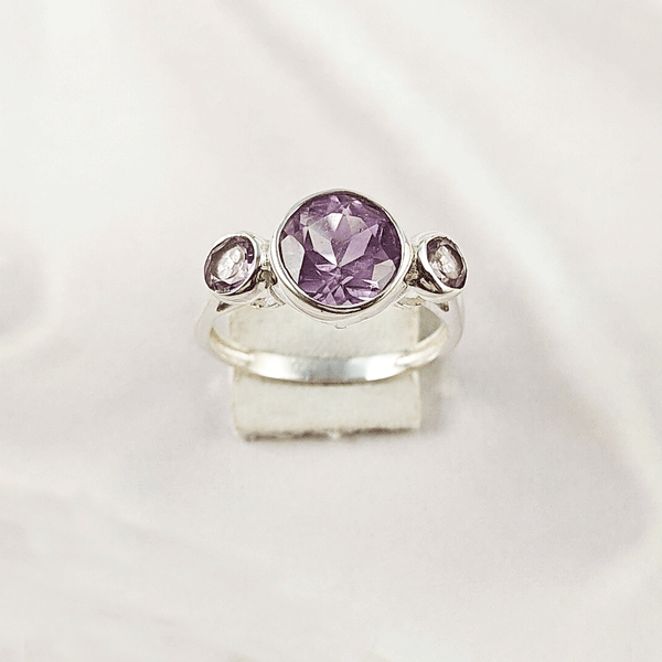 Multi Gemstone Ring in Solid 925 Sterling Silver, Mixed Stone Elegant Ring, Lightweight Contemporary Jewelry, A6NP35