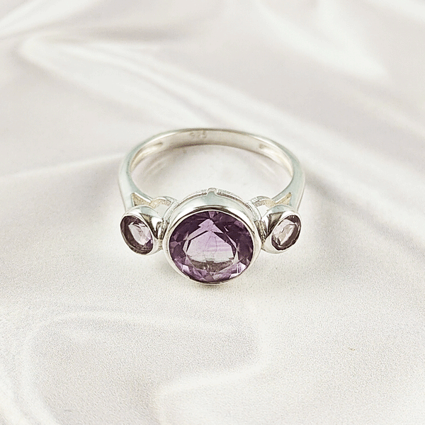 Multi Gemstone Ring in Solid 925 Sterling Silver, Mixed Stone Elegant Ring, Lightweight Contemporary Jewelry, A6NP35
