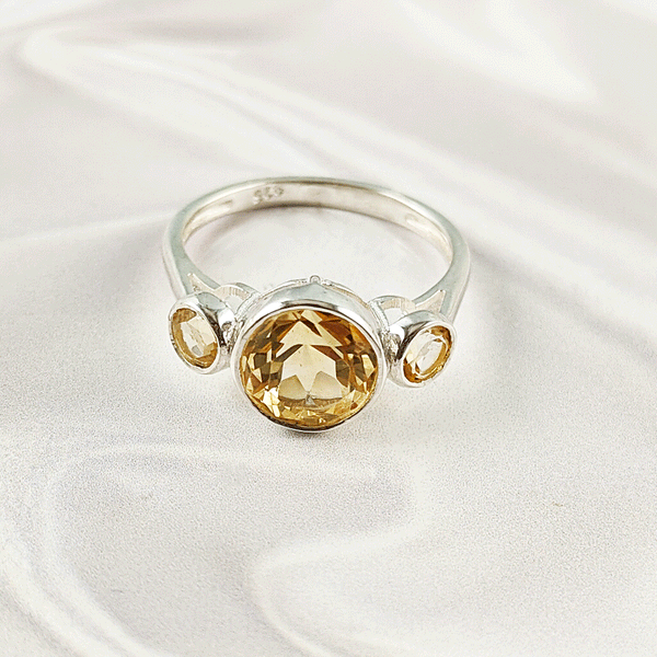 Multi Gemstone Ring in Solid 925 Sterling Silver, Mixed Stone Elegant Ring, Lightweight Contemporary Jewelry, A6NP35
