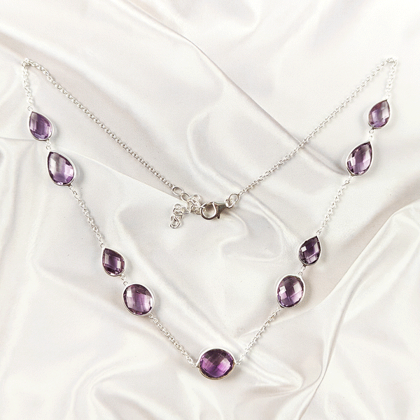 Multi stone Bezel Light Weight Gemstone Necklace | Handmade Wholesale Jewelry, A6NP44