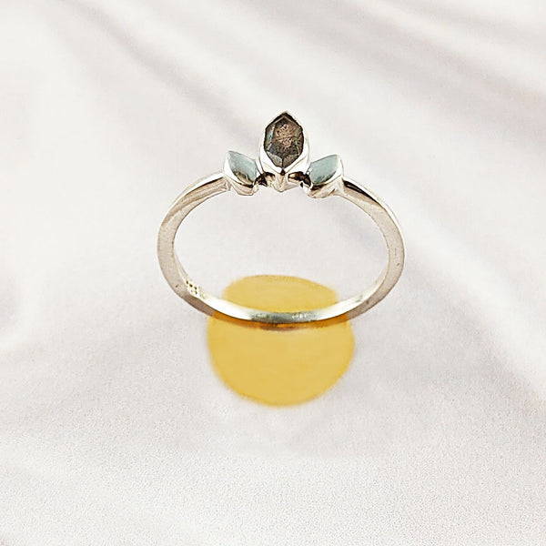 Multi Gemstone Ring in Solid 925 Sterling Silver, Vibrant Stone Unique Design, Lightweight Fashion Jewelry, A6NP54