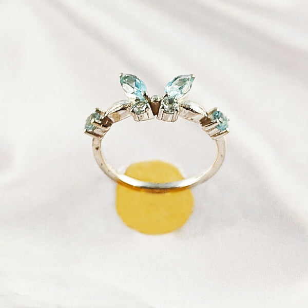 Mixed Gemstone Ring in Solid 925 Sterling Silver, Unique Stone Combination, Lightweight Fashion Jewelry, A6NP56