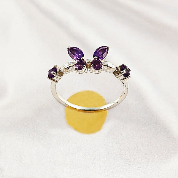 Mixed Gemstone Ring in Solid 925 Sterling Silver, Unique Stone Combination, Lightweight Fashion Jewelry, A6NP56