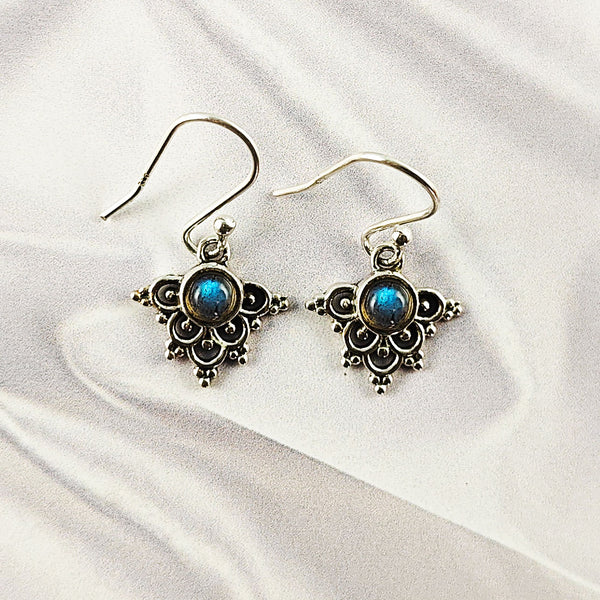 Mixed Gemstone Earrings in Solid 925 Sterling Silver, Multicolor Stone Statement Design, Lightweight Handmade Jewelry, A6DP59