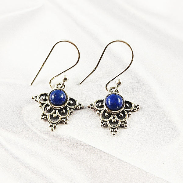 Mixed Gemstone Earrings in Solid 925 Sterling Silver, Multicolor Stone Statement Design, Lightweight Handmade Jewelry, A6DP59