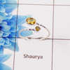Citrine Cut Stone Ring – 925 Sterling Silver Adjustable Dainty Ring