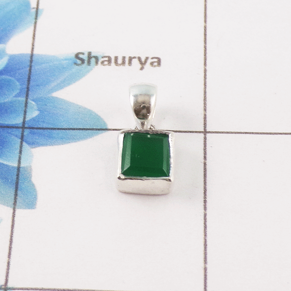 Green Onyx Cut Stone Pendant – 925 Sterling Silver Minimal Elegant Pendant
