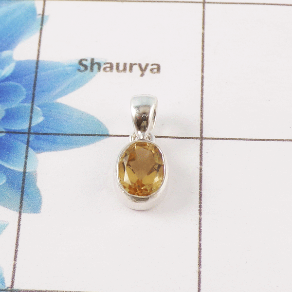 Citrine Cut Stone Pendant – 925 Sterling Silver Minimal Elegant Pendant