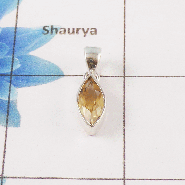 Citrine Cut Stone Pendant – 925 Sterling Silver Minimal Elegant Pendant