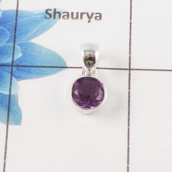 Amethyst Cut Stone Pendant – 925 Sterling Silver Minimal Elegant Pendant
