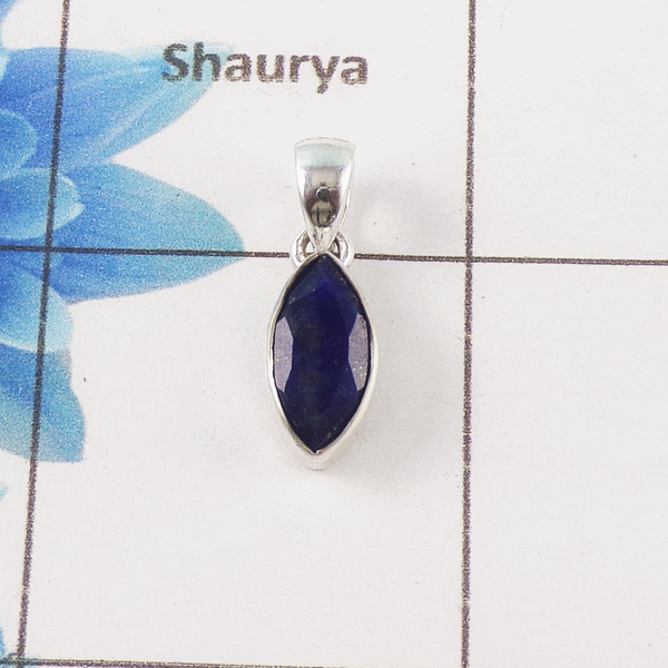 Lapis Lazuli Cut Stone Pendant – 925 Sterling Silver Simple Everyday Pendant