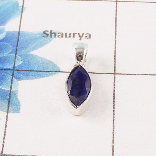 Lapis Lazuli Cut Stone Pendant – 925 Sterling Silver Simple Everyday Pendant