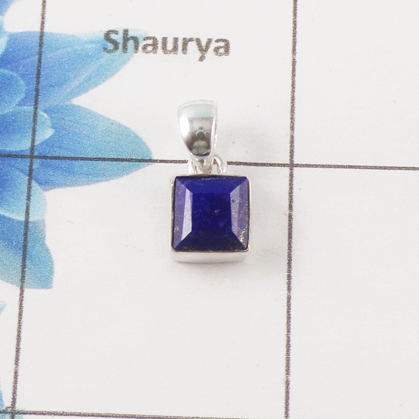 Lapis Lazuli Cut Stone Pendant – 925 Sterling Silver Simple Everyday Pendant
