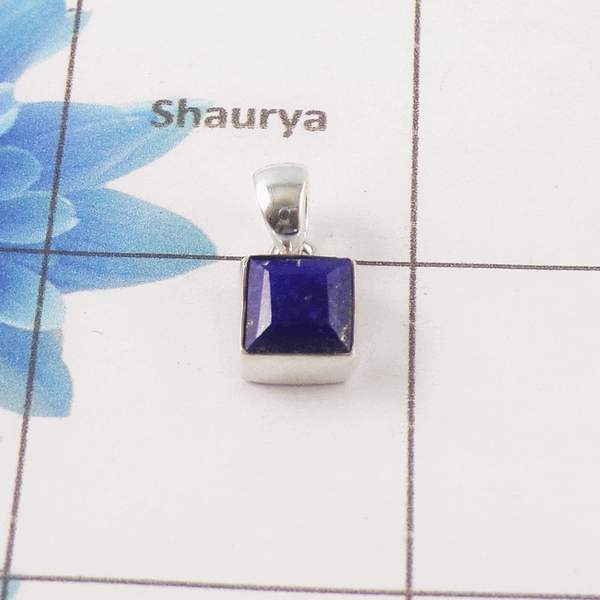 Lapis Lazuli Cut Stone Pendant – 925 Sterling Silver Simple Everyday Pendant